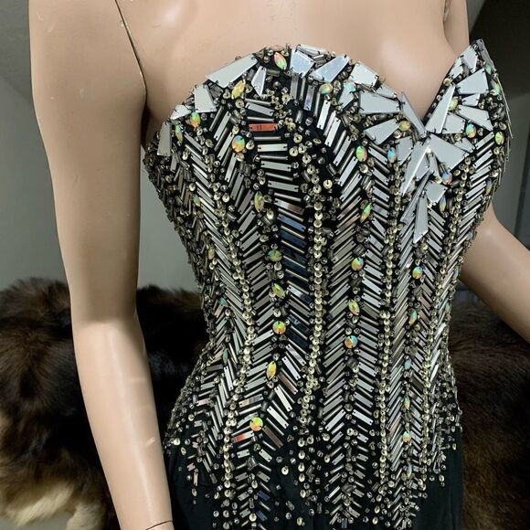 New Custom Stunning  Strapless Sequins and Beads Evening Dress - Picture 8 of 14